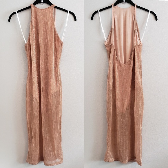 Revolve ; madyson mesh halter dress rose gold m - Picture 4 of 8